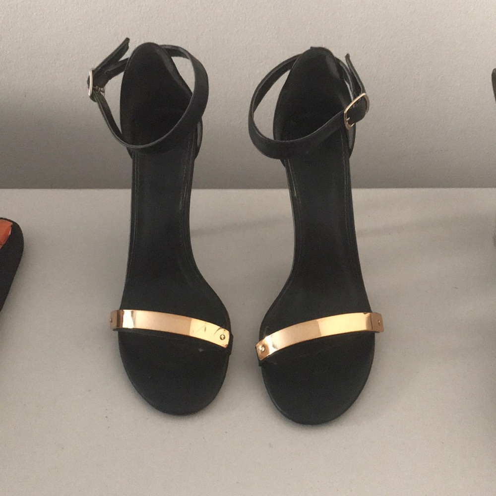 Gold Strap Heeled Sandal